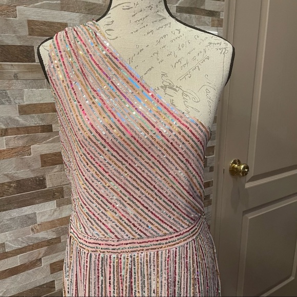 Laundry By Shelli Segal Pink and Gold Asymmetrical Dress - Picture 6 of 16